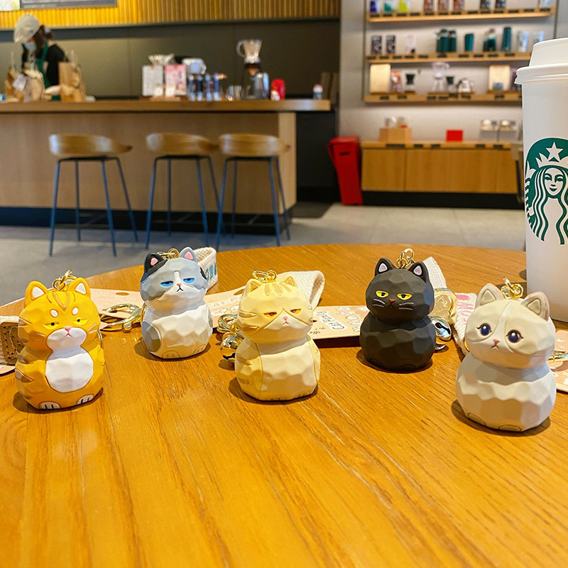 Cute cat family keychain charms featuring all five designs