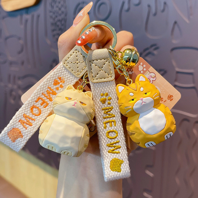 Orange tabby cat and Bengal cat keychain charms