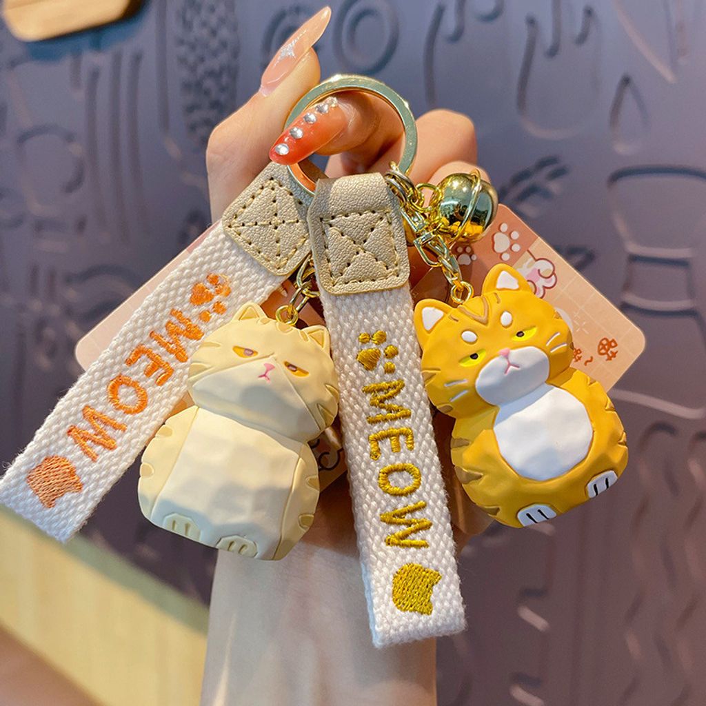 Orange tabby cat and Bengal cat keychain charms