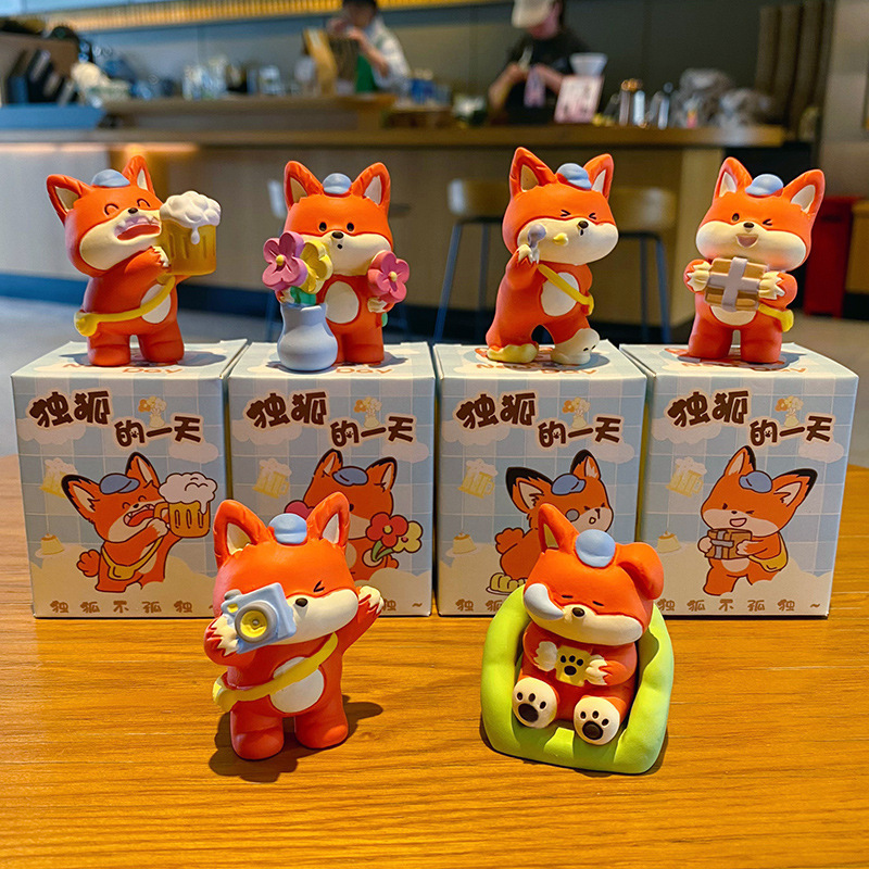 A fox’s day mini figurines featuring all six designs