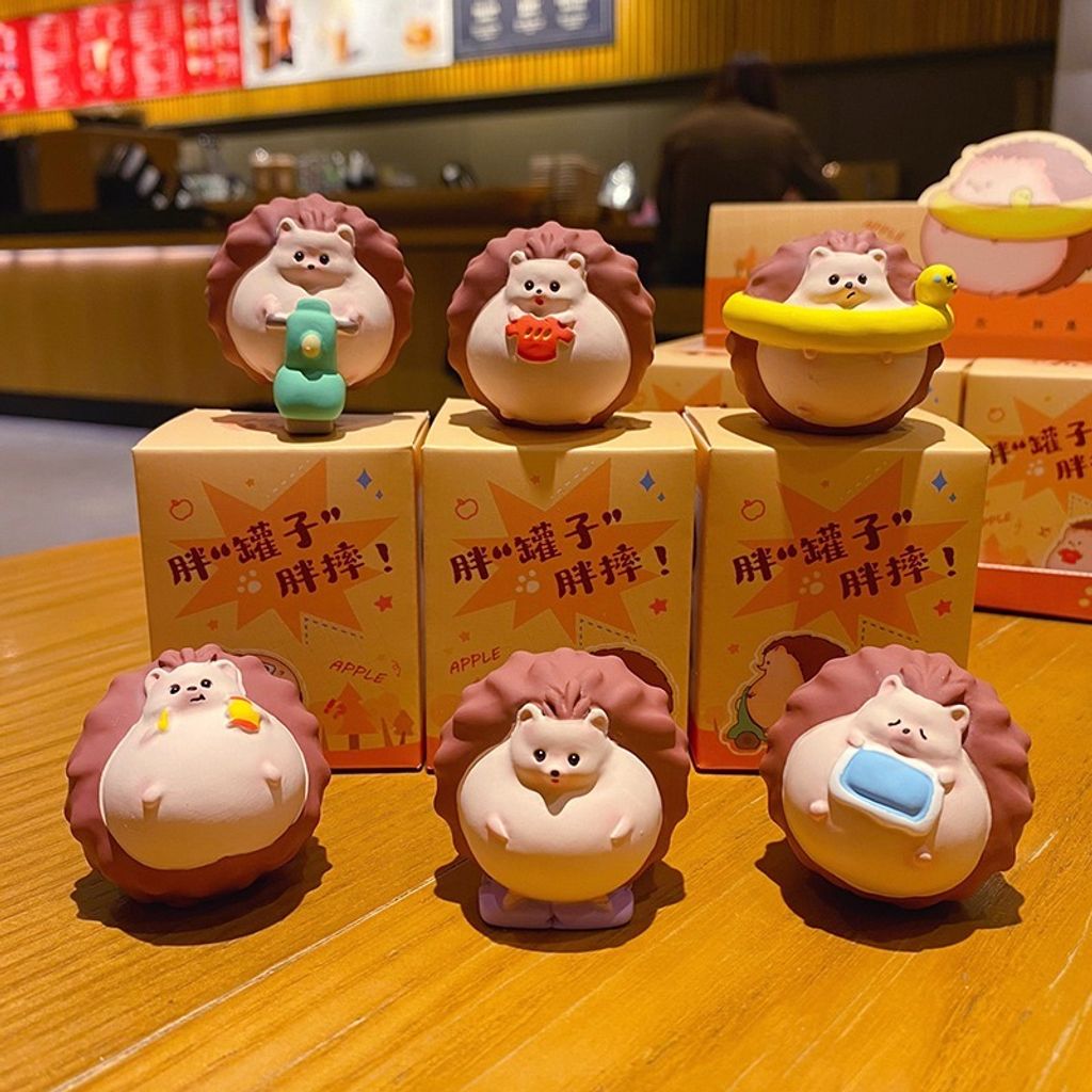 Cute chubby hedgehog funny daily mini figurines featuring all six designs