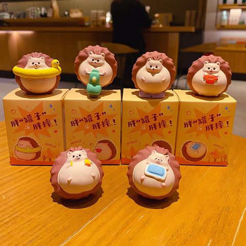 Cute chubby hedgehog funny daily mini figurines featuring all six designs