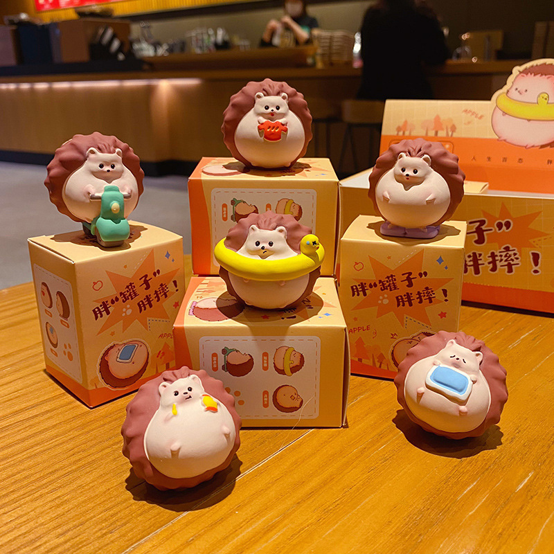 Cute chubby hedgehog funny daily mini figurines featuring all six designs