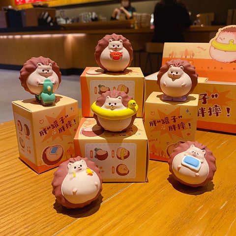 Cute chubby hedgehog funny daily mini figurines featuring all six designs