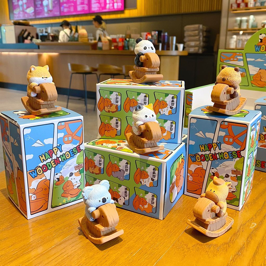 Cute animal rocking horse mini figurines featuring all six designs