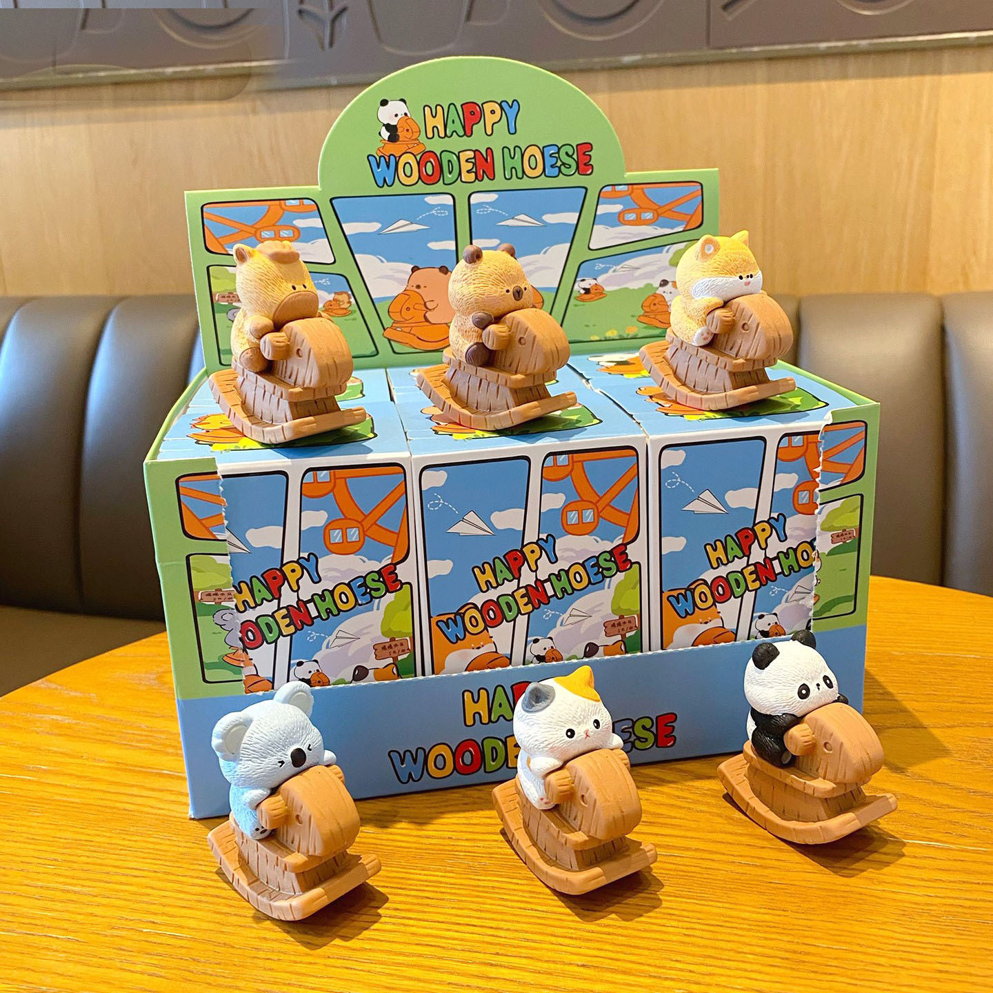 Cute animal rocking horse mini figurines featuring all six designs