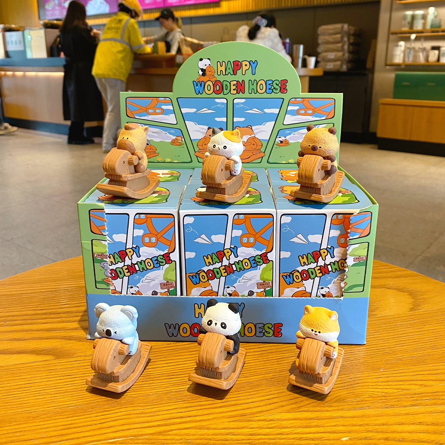 Cute animal rocking horse mini figurines featuring all six designs