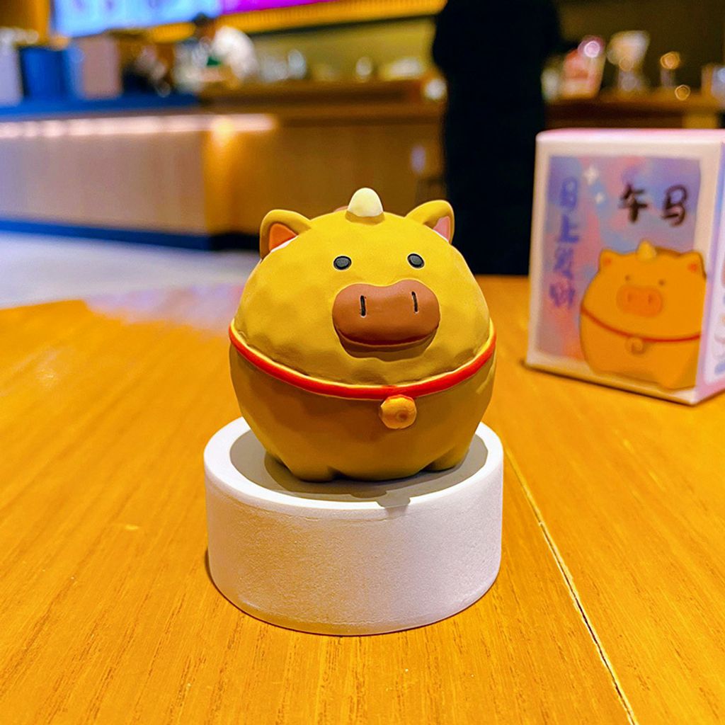 Horse of the cute round Chinese Zodiac mini figurine