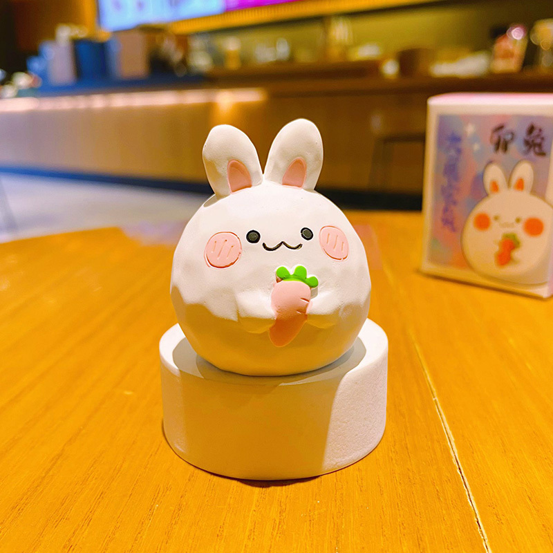 Rabbit of the cute round Chinese Zodiac mini figurine