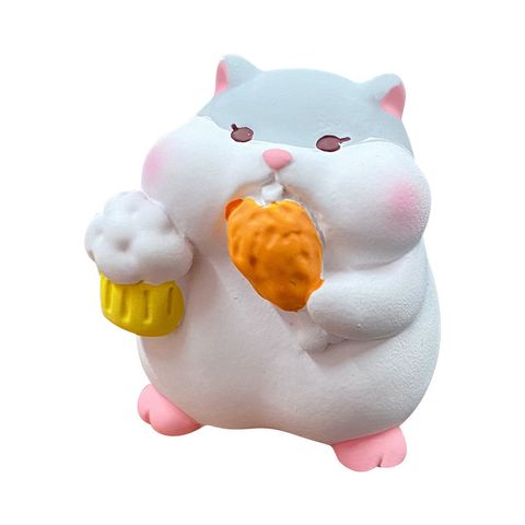 Beer and chicken hamster mini figurine on white background