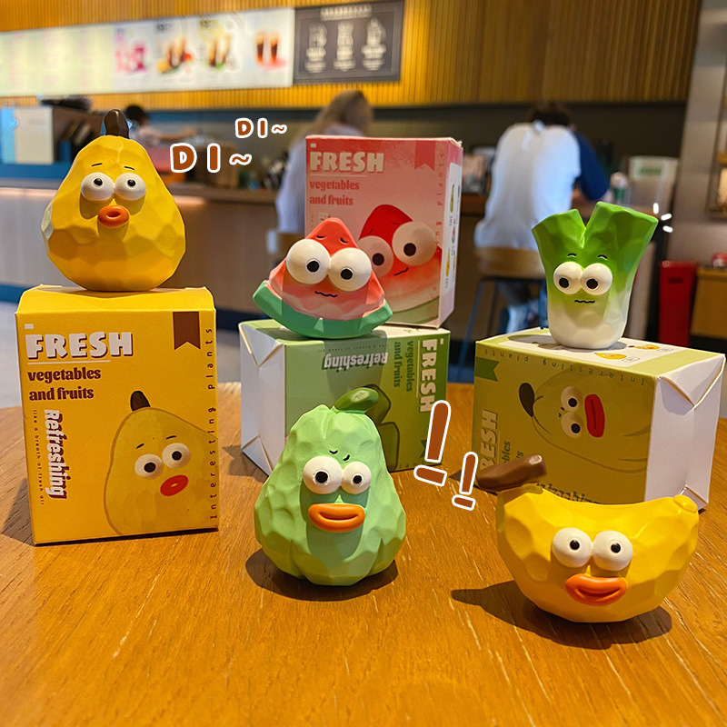 Cute wacky fruit and vegetable mini figurines featuring all five designs