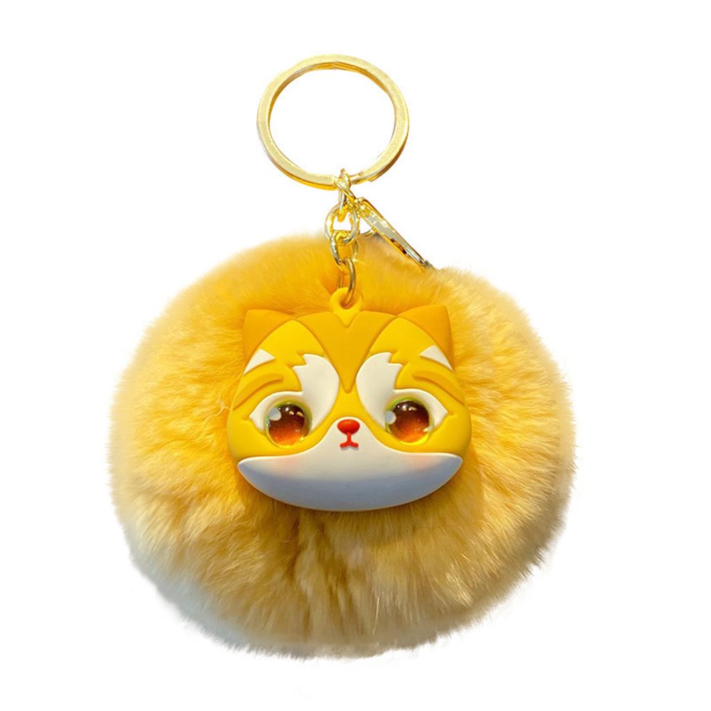 Golden British Shorthair Cat keychain charm on white background