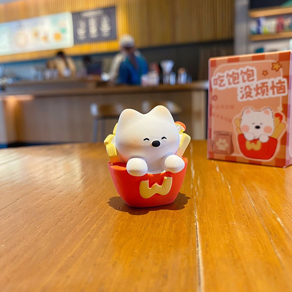 Westie puppy French fries mini figurine