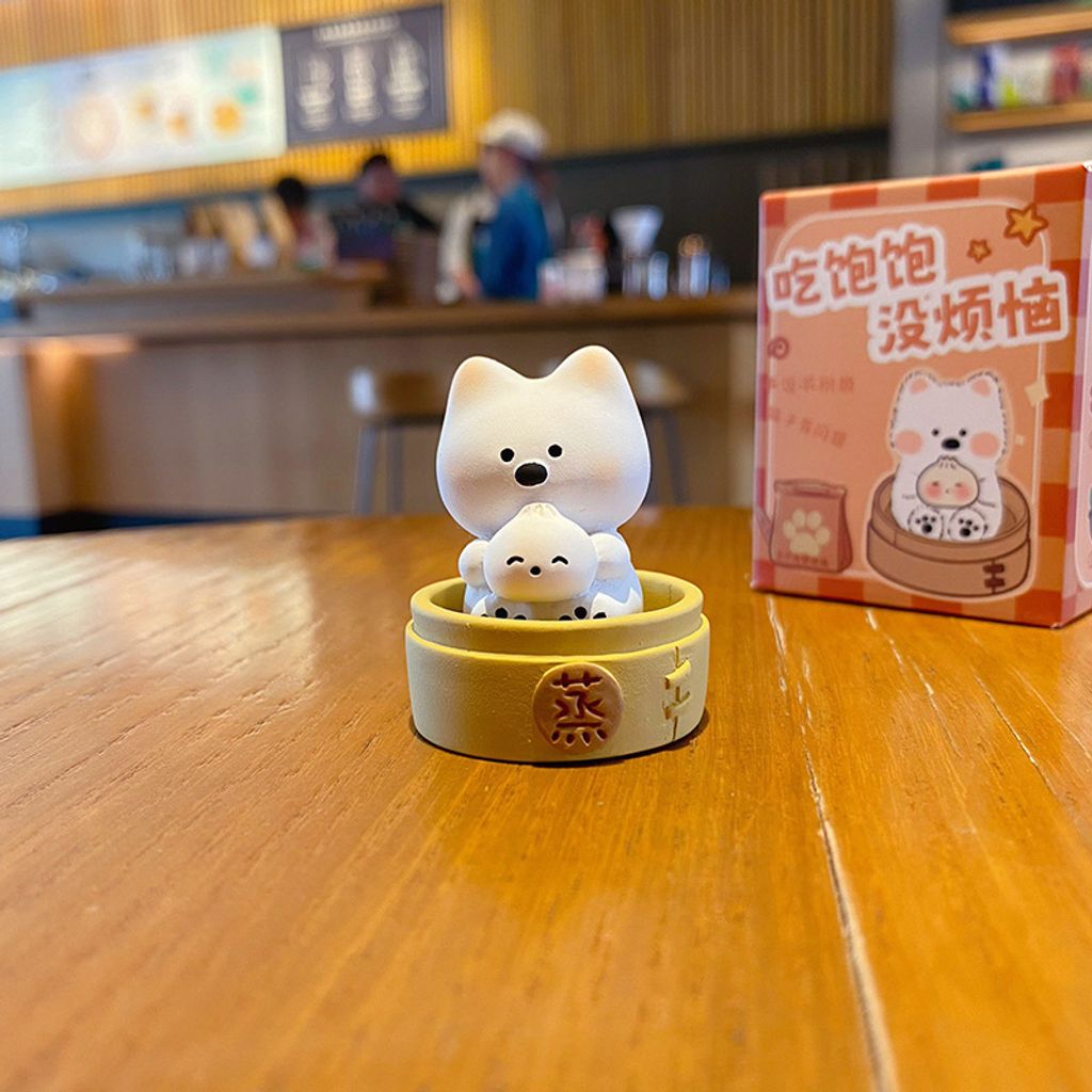 Westie puppy soup dumpling mini figurine