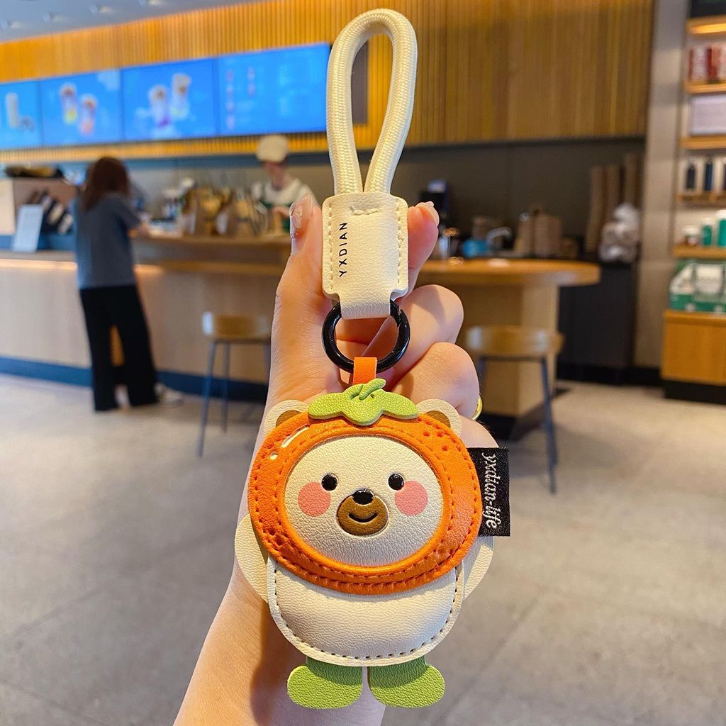Cute leather polar bear keychain charm