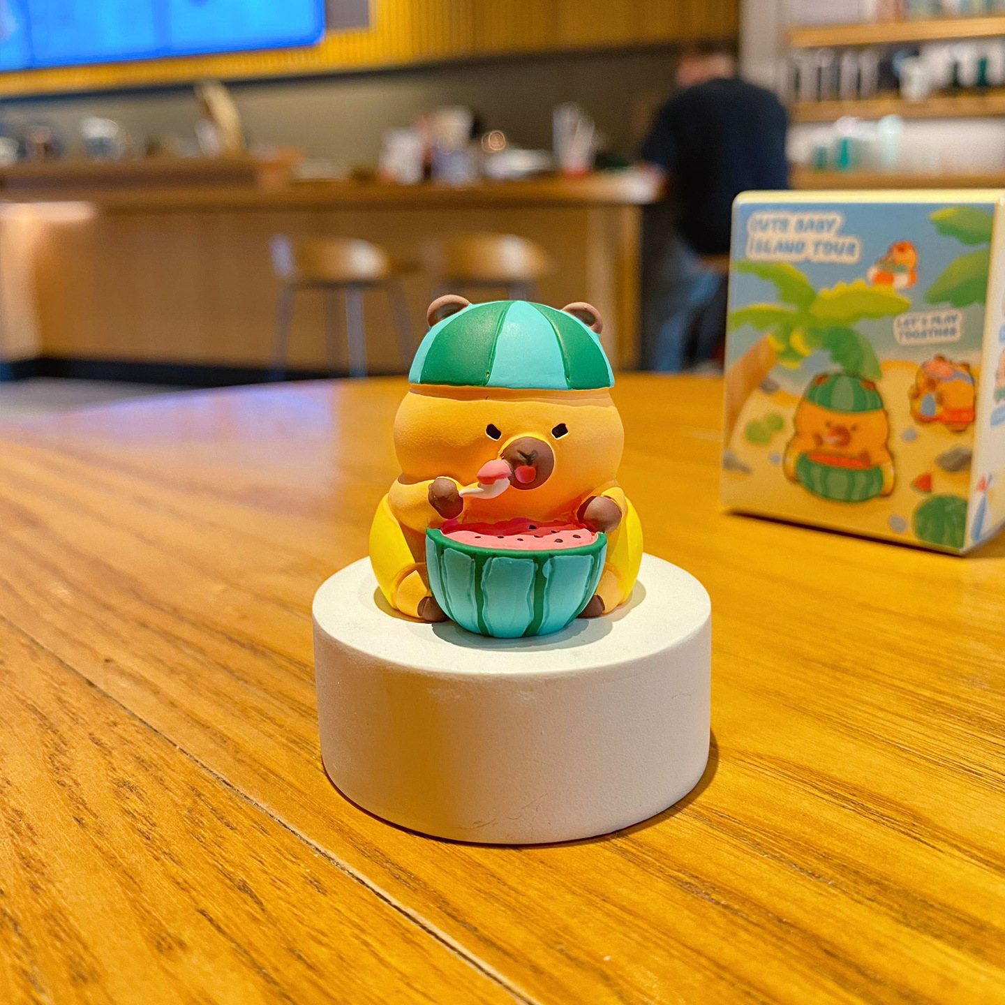 Watermelon capybara mini figurine