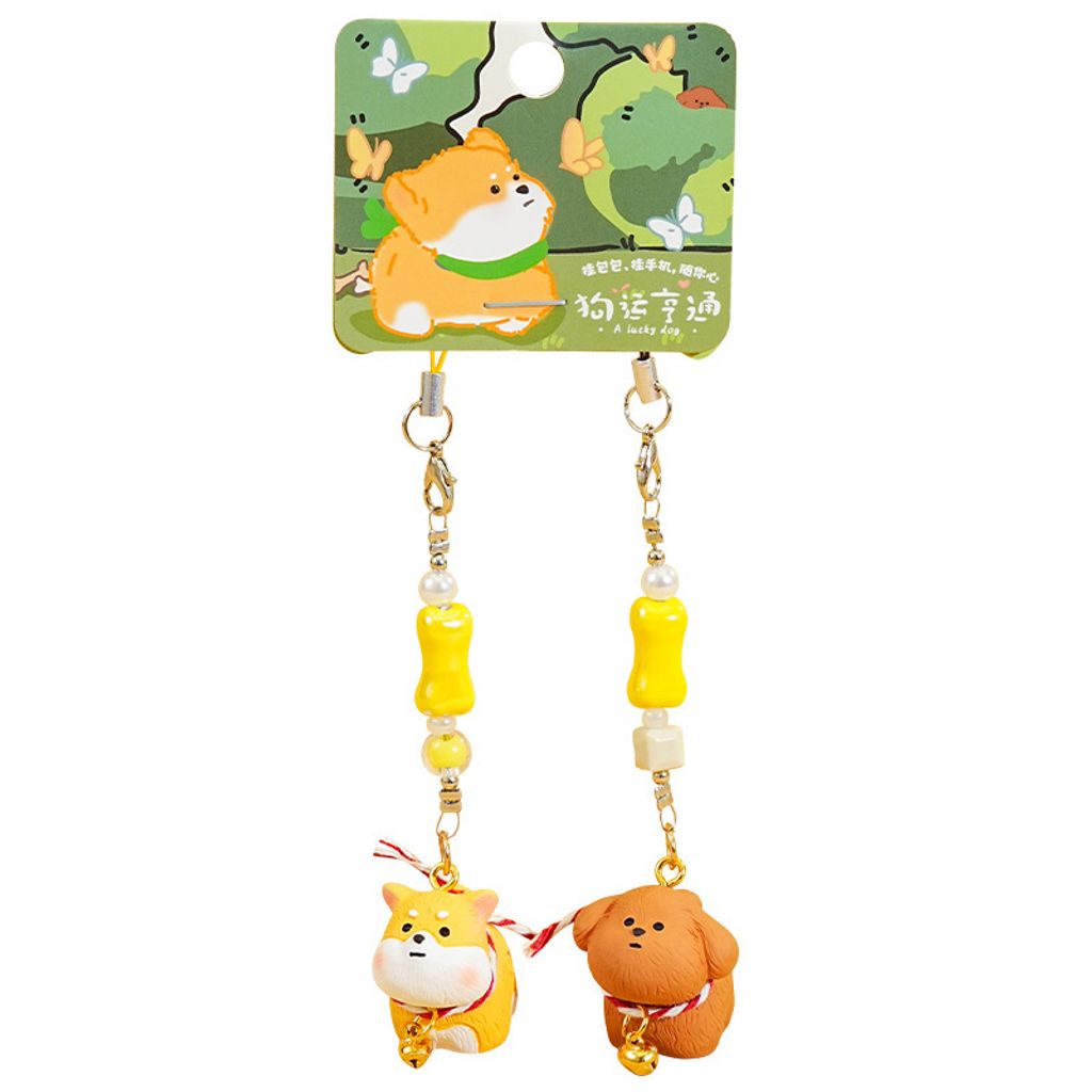 Shiba Inu and Teddy Poodle puppy keychain charm pair