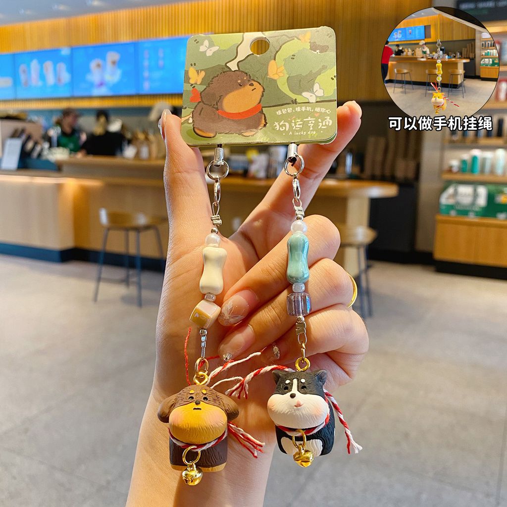 Dachshund and Husky puppy keychain charm pair