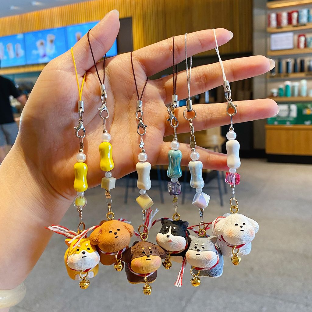 Shiba Inu, Teddy Poodle, Dachshund, Husky, Schnauzer, and Bichon Frise puppy keychain charms