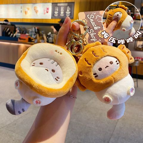 Toast coco cat and taiyaki coco cat plush keychain charms