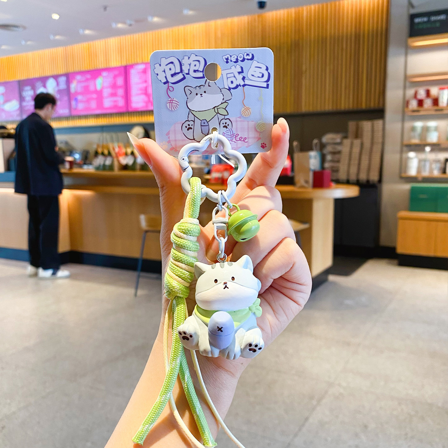 Cute salted fish cat keychain charm