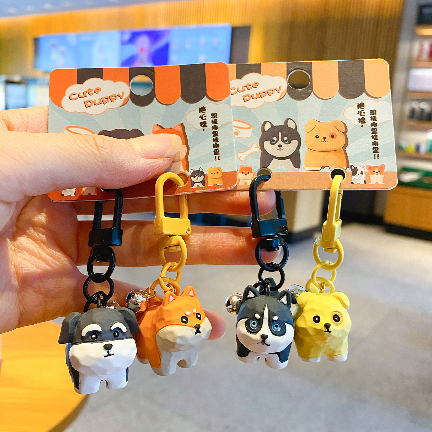 Adorkable puppy keychain charm pair and mischief puppy keychain charm pair