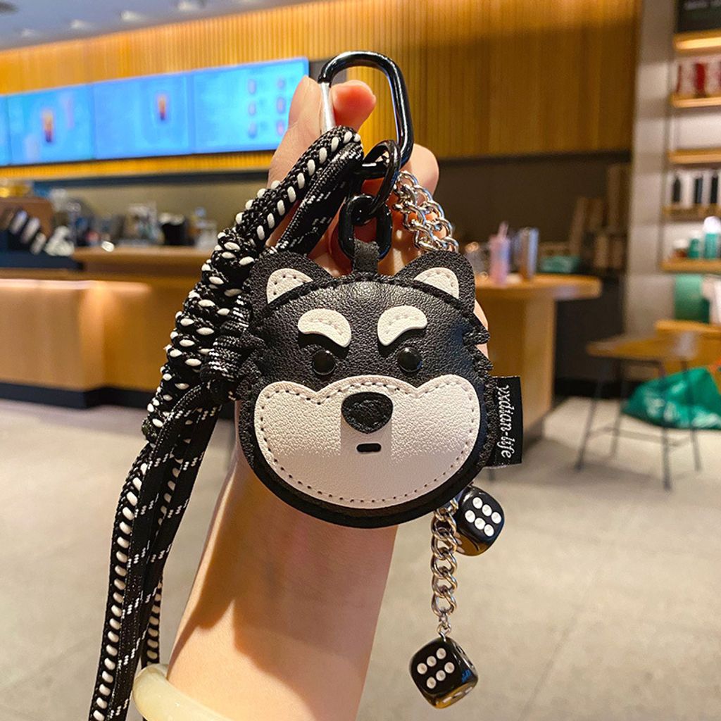 DIY Husky dog leather keychain charm