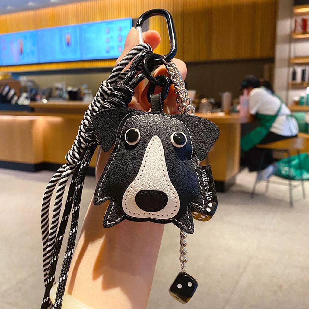 DIY Bernese dog leather keychain charm