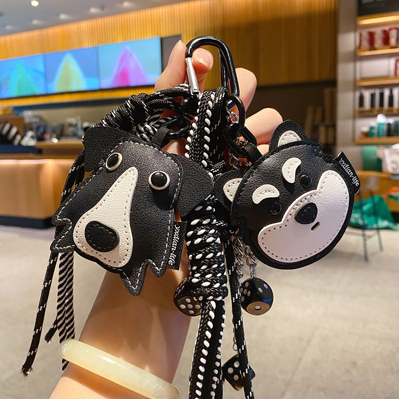 DIY Bernese and Husky dog leather keychain charms