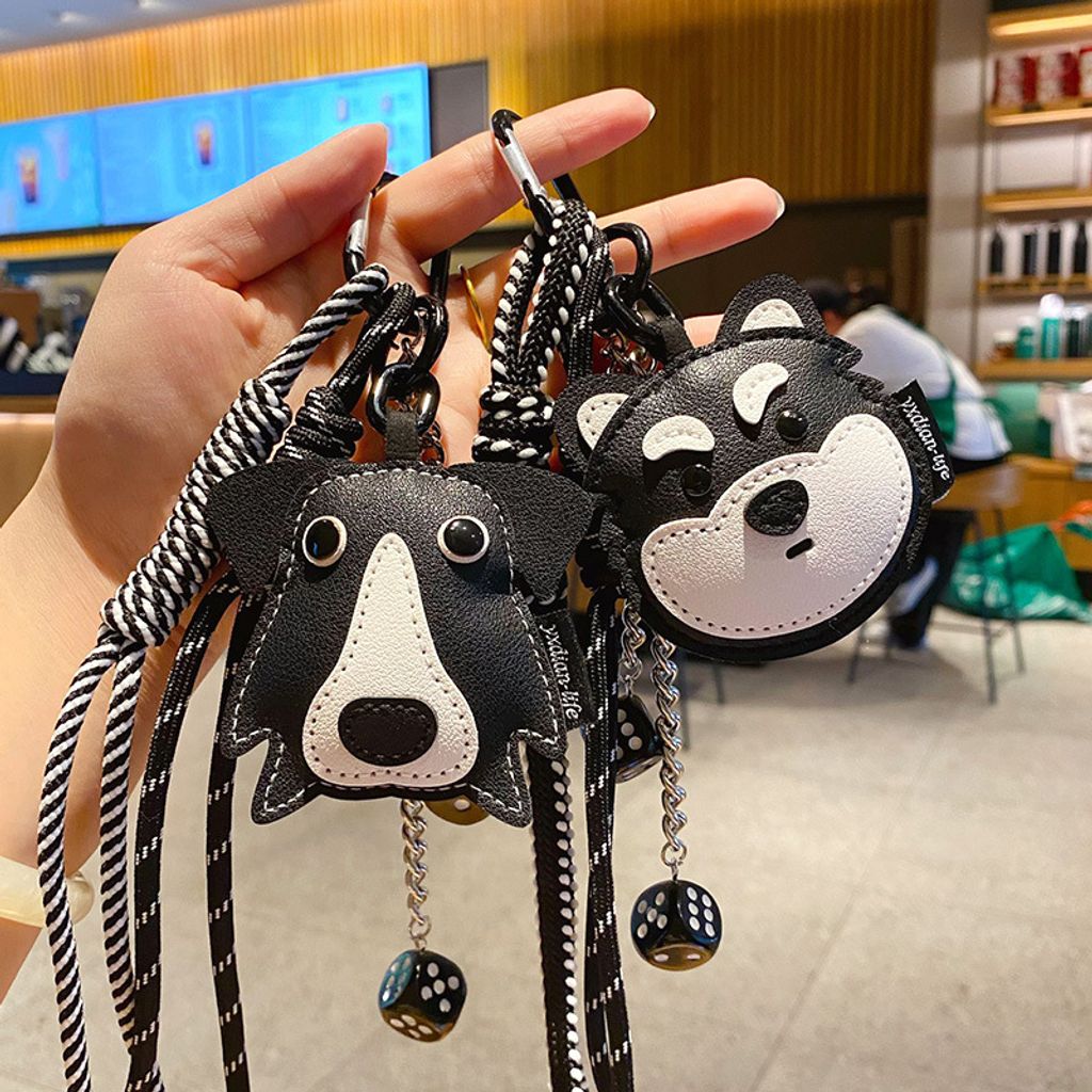 DIY Bernese and Husky dog leather keychain charms