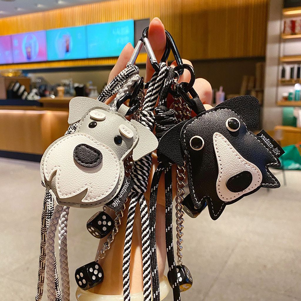 DIY Schnauzer and Bernese dog leather keychain charms