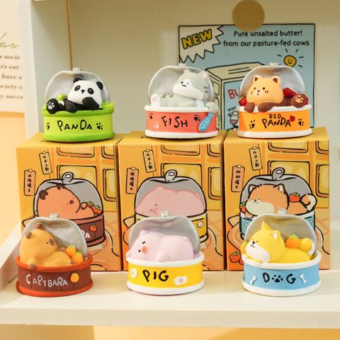 Cute canned food animal mini figurines featuring all six designs