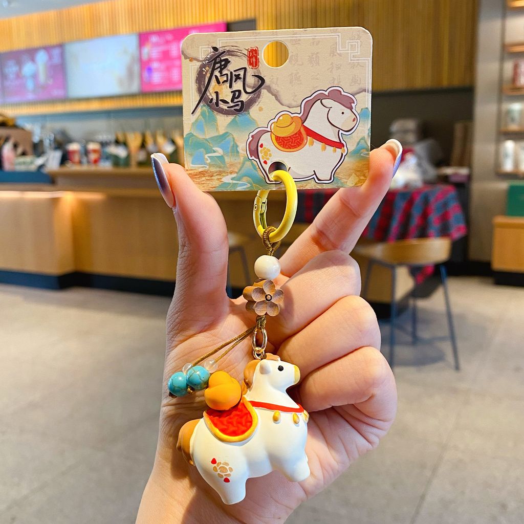 Tang-style cute instant wealth pony keychain charm