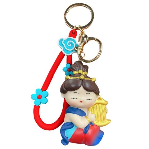 Dunhuang Flying Apsara keychain charm in konghou style on white background