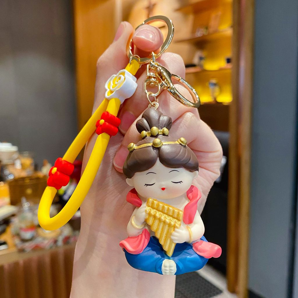 Dunhuang Flying Apsara keychain charm in pan flute style