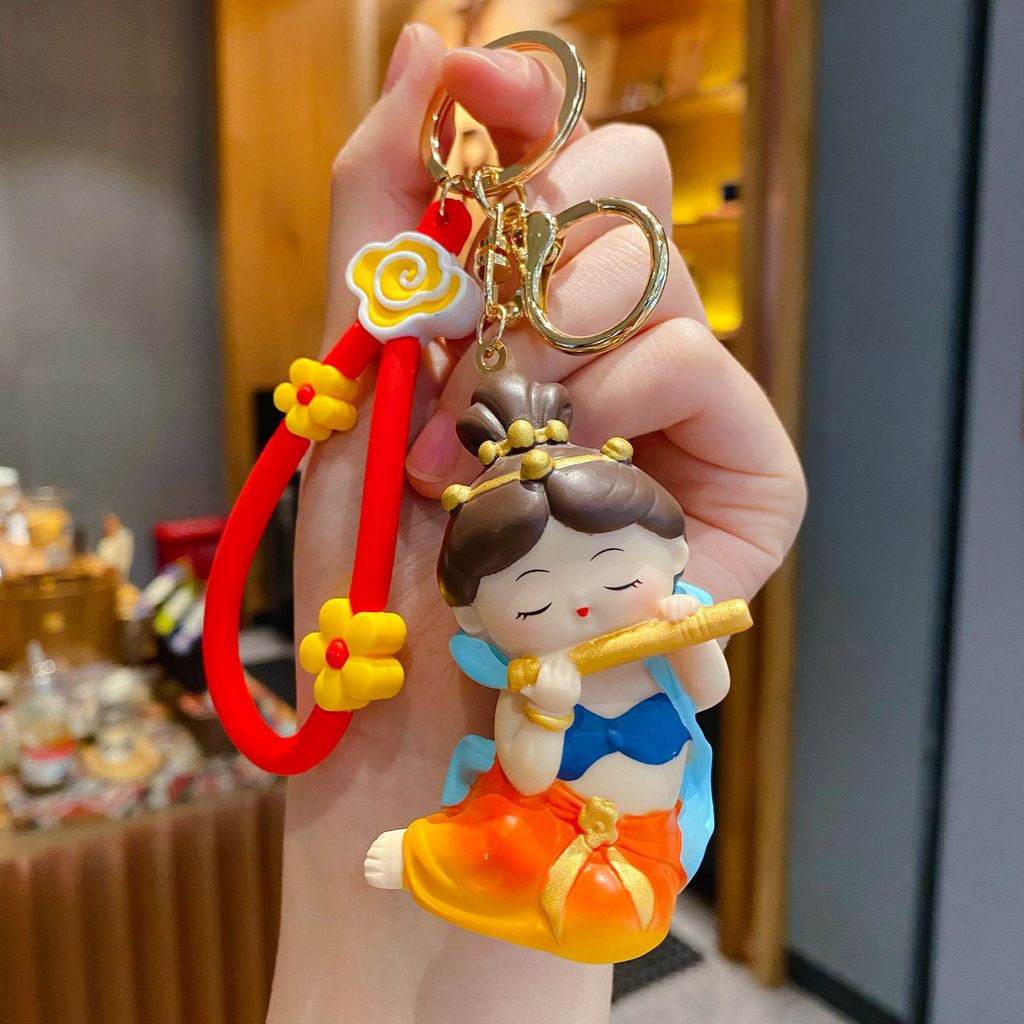 Dunhuang Flying Apsara keychain charm in flute style