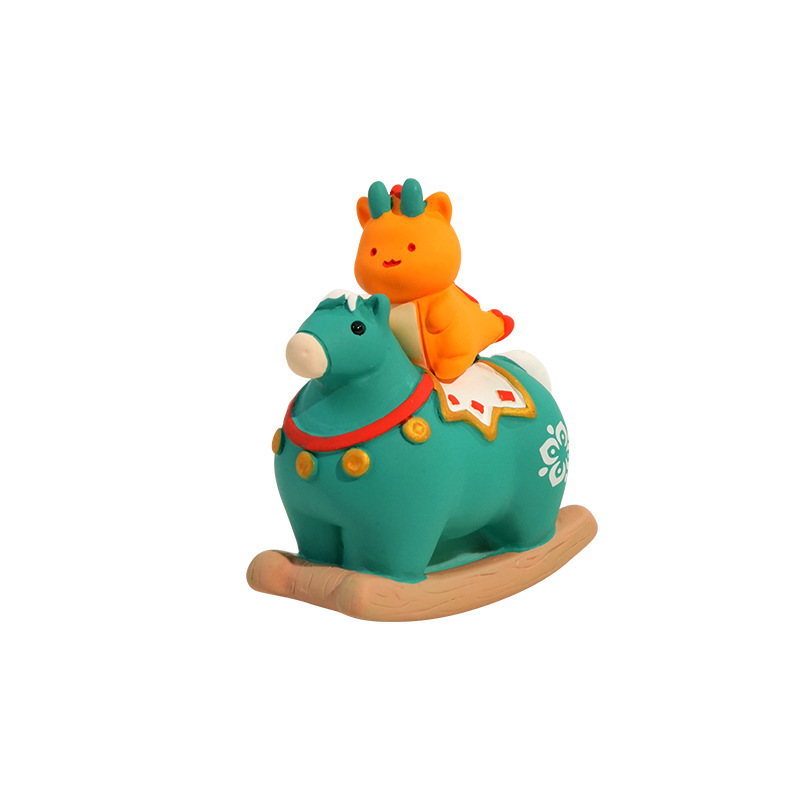 Tang-style cute dragon spirit pony mini figurine on white background
