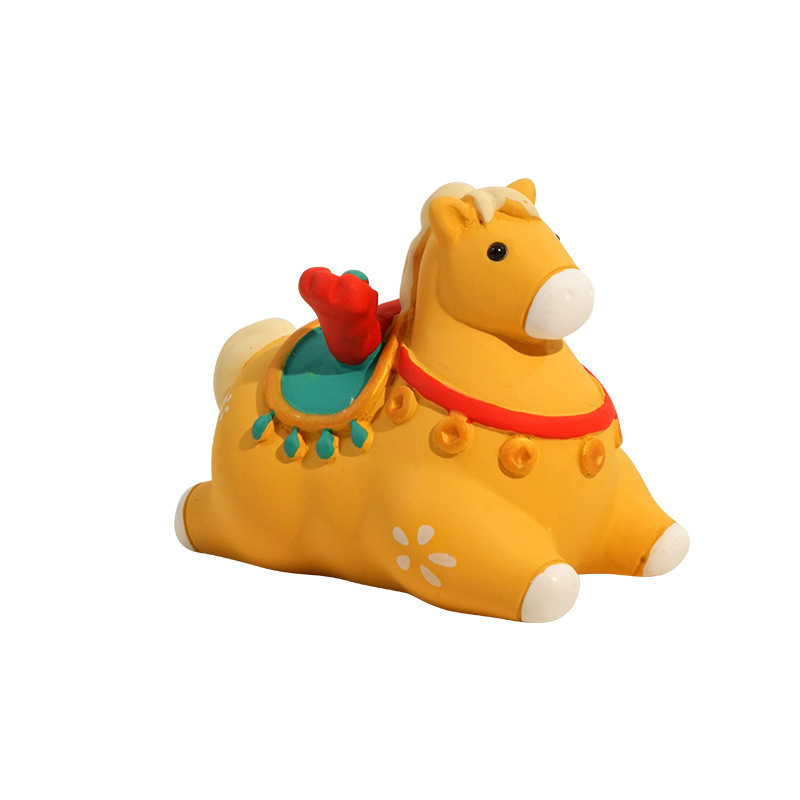 Tang-style cute instant good fortune pony mini figurine on white background