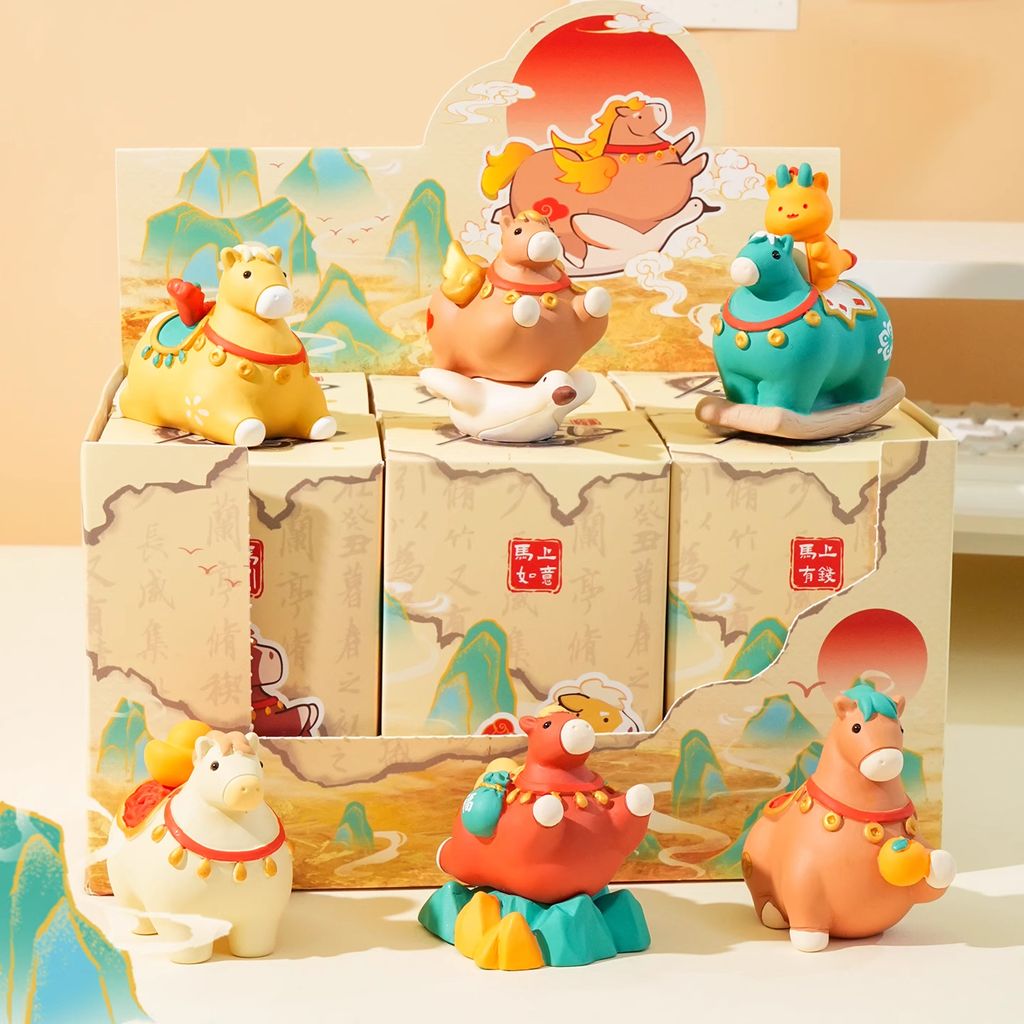 Tang-style lucky pony mini figurine featuring all six designs