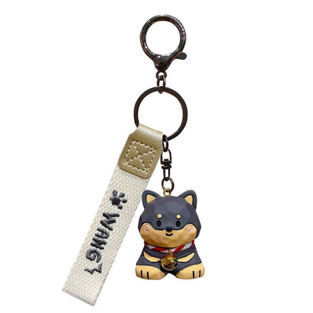 Doberman keychain charm in wood carving style