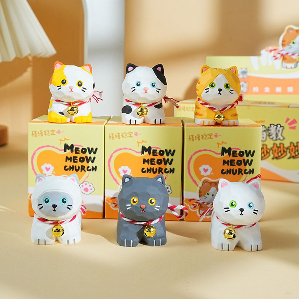 Cute meow meow cat mini figurine featuring six designs