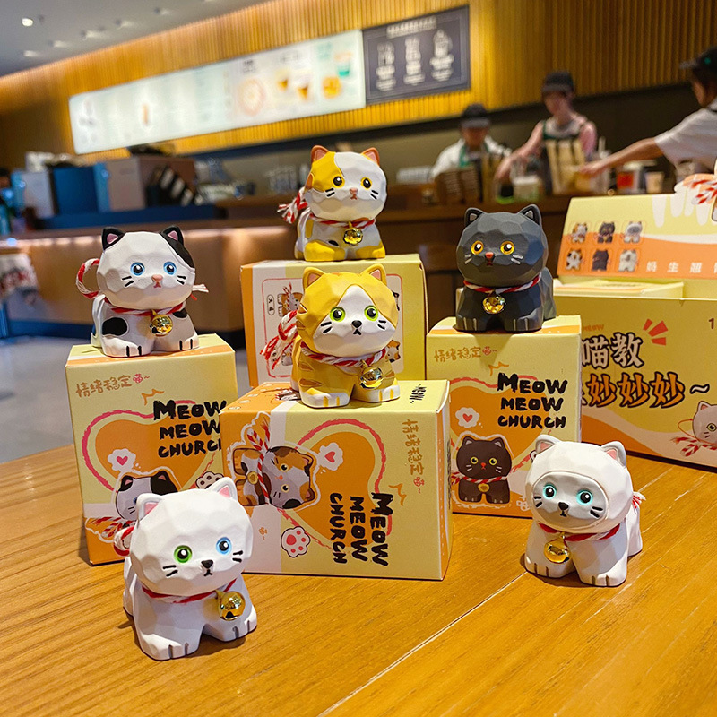 Cute meow meow cat mini figurine featuring six designs