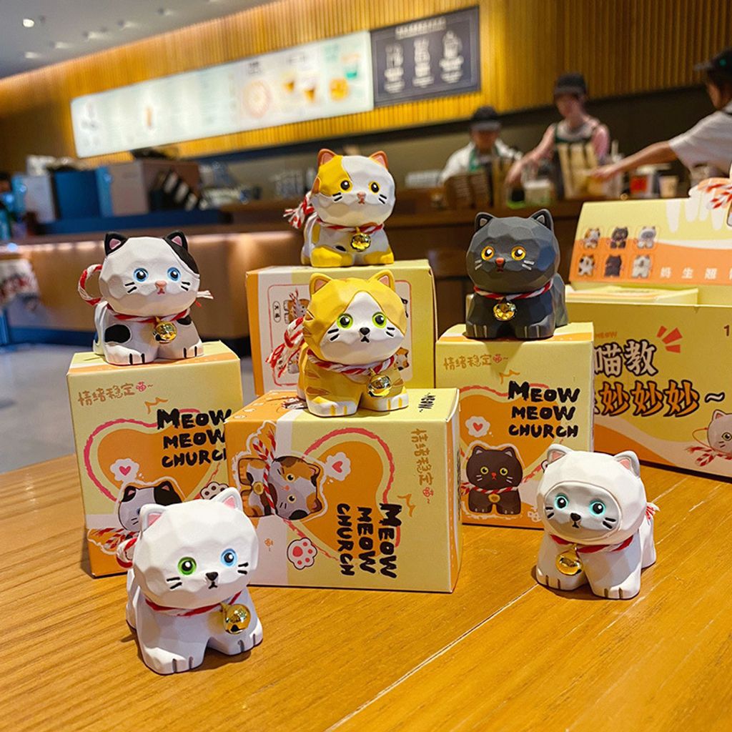 Cute meow meow cat mini figurine featuring six designs