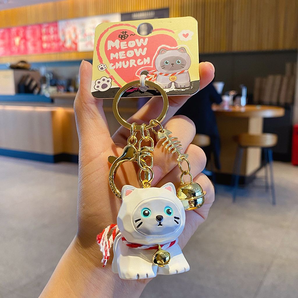 Siamese cat keychain charm