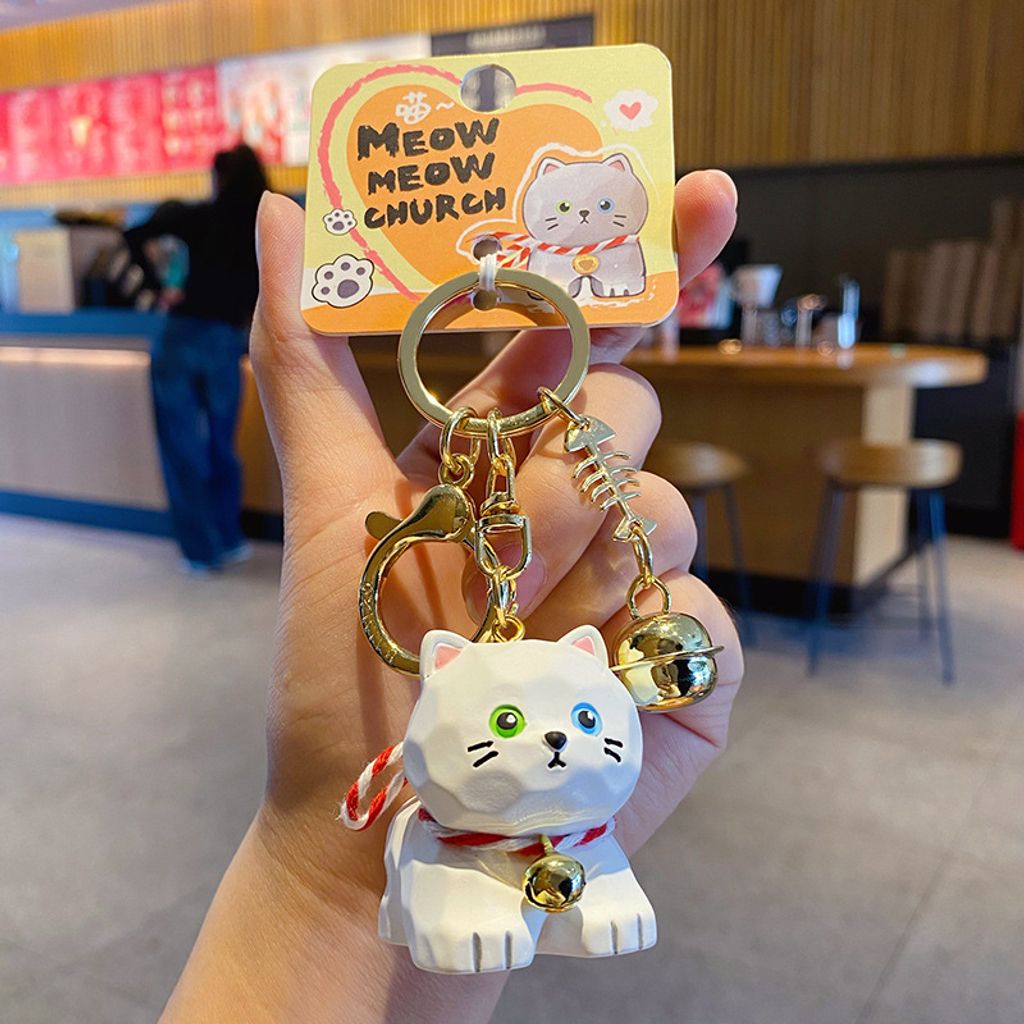 Persian cat keychain charm