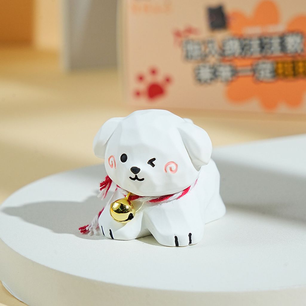 Poodle puppy mini figurine in wood carving style