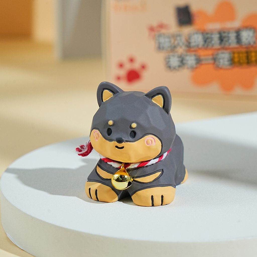 Doberman mini figurine in wood carving style