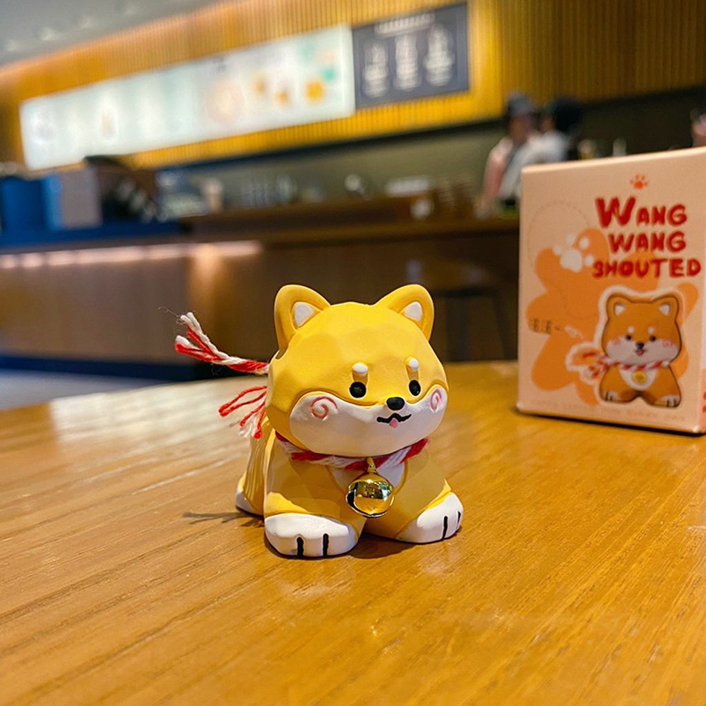 Shiba Inu mini figurine in wood carving style