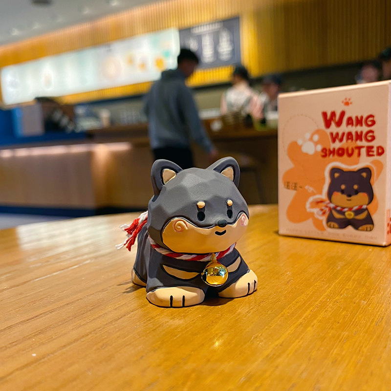 Doberman mini figurine in wood carving style