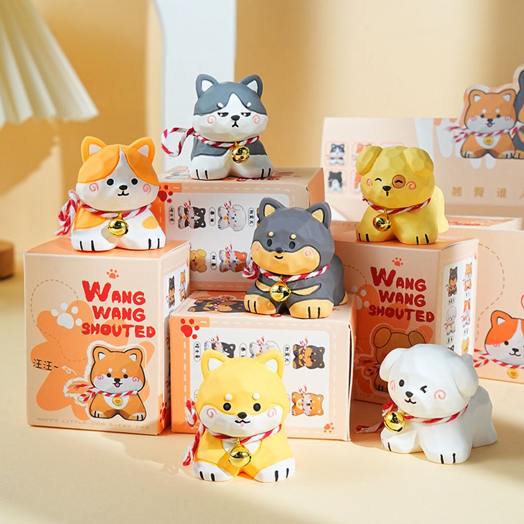 Wang wang puppy mini figurines featuring all six designs